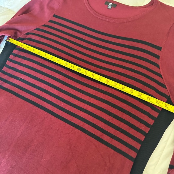 Women’s plus size 3X Long Sleeve sweater- Deep red and Black Stripes. - Picture 8 of 11